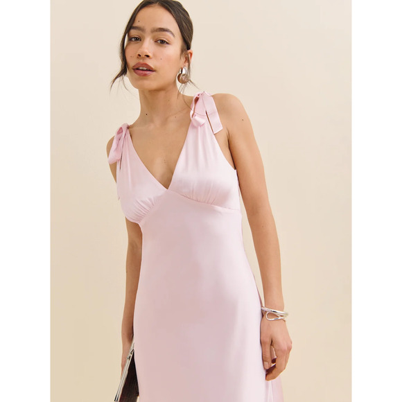 Reformation Pernille Silk Dress Cherry Blossom - Picture 2 of 9